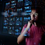 Person interacting with AR technology