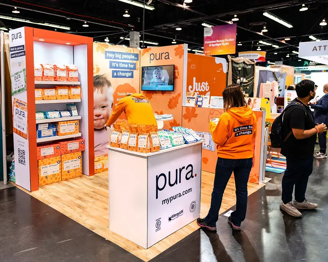 Pura 10x10 Trade Show Booth Rental AT Natural Products Expo West Show 2025, Anaheim, CA

