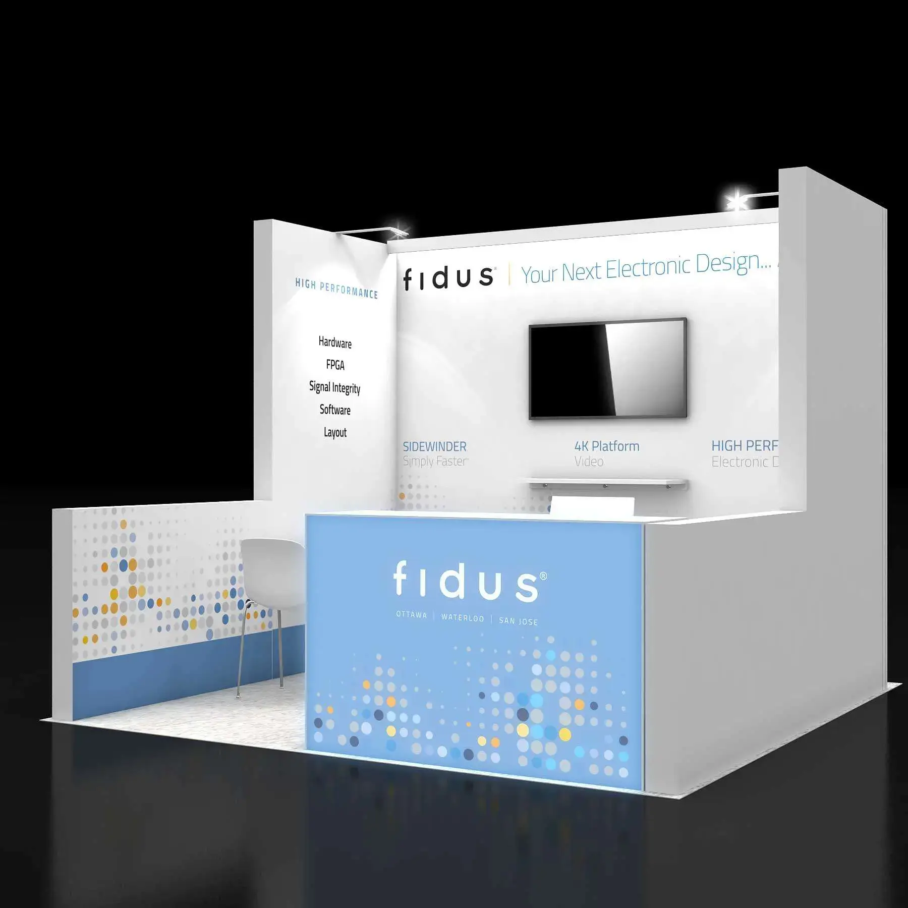 Left Side Perspective View – RLU1010 01: Attractive 10x10 Rental Exhibits for Trade Show Marketing