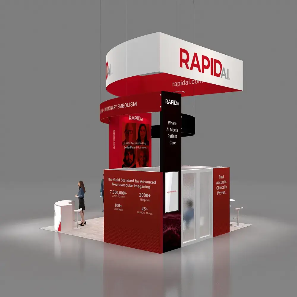 Left Side Perspective View – YRLU2020 60: Stylish 20x20 Booth Designs for Visual Brand Presence