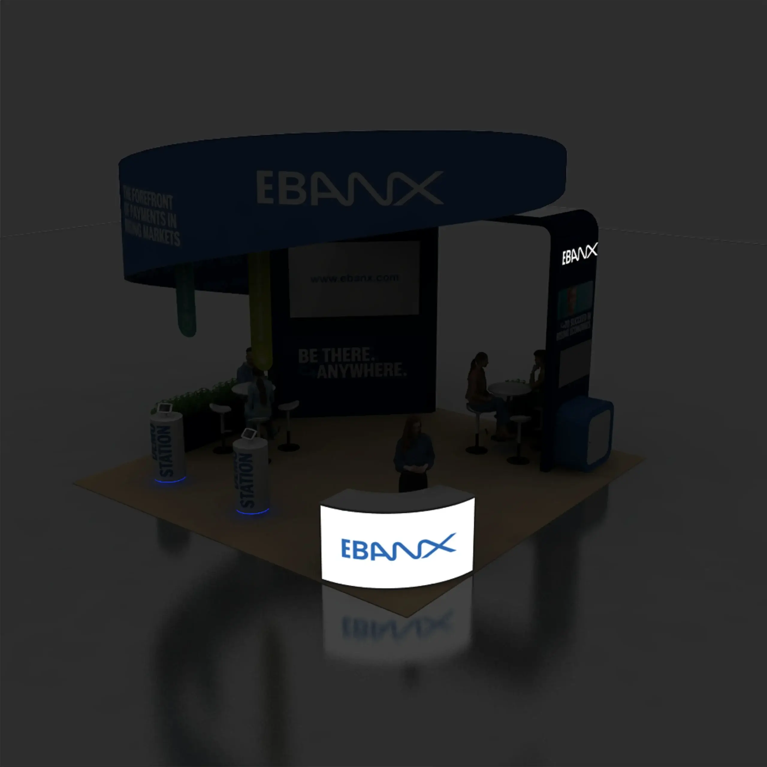 Ebanx 20x20 Booth Design Counter View Ebanx 20x20 Booth Design Counter View