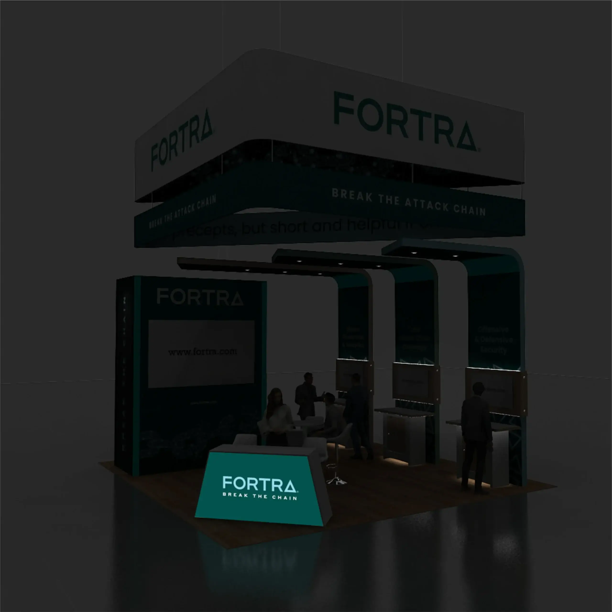 FORTRA 20x20 Attractive Trade Show Booth Design Backlit View