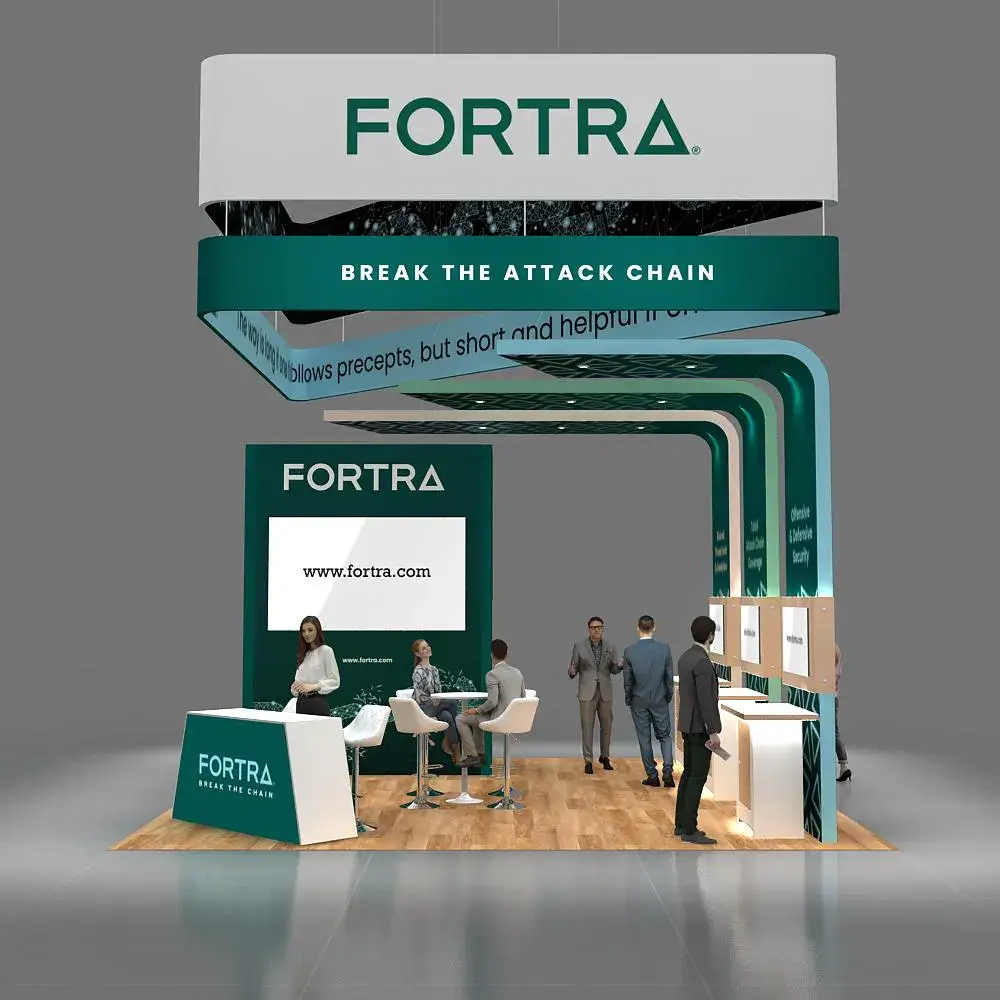 FORTRA 20x20 Attractive Trade Show Booth Design Side View