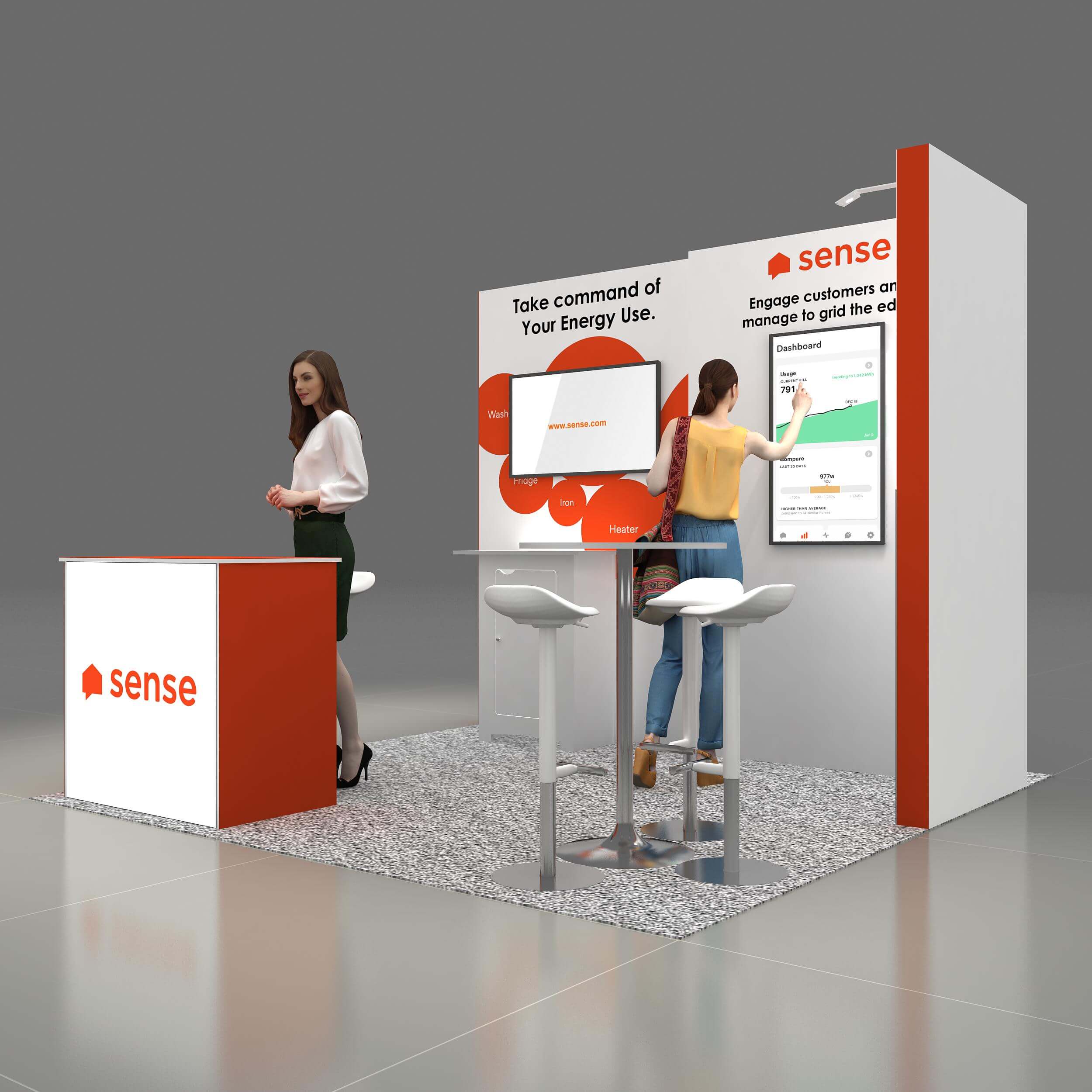 Left Side Perspective View - RL1010 04: World-class 10x10 trade show booth rentals Left Side Perspective View - RL1010 04: World-class 10x10 trade show booth rentals