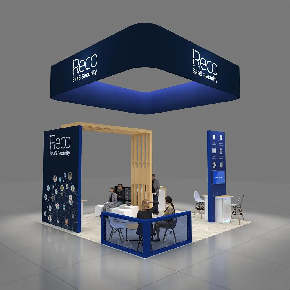 Left Side Perspective View – YRLU2020 63: Vibrant 20x20 Exhibit Rentals Display for Event Presence