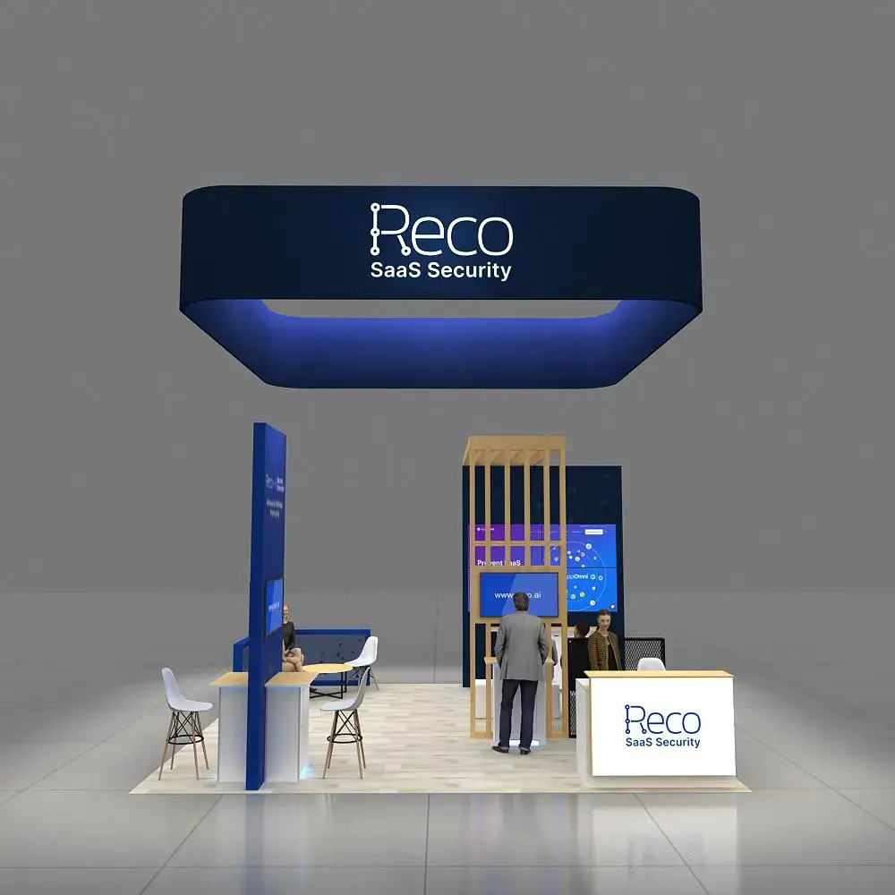 Front View – YRLU2020 63: Striking 20x20 Trade Show Booth Design for Brand Visibility