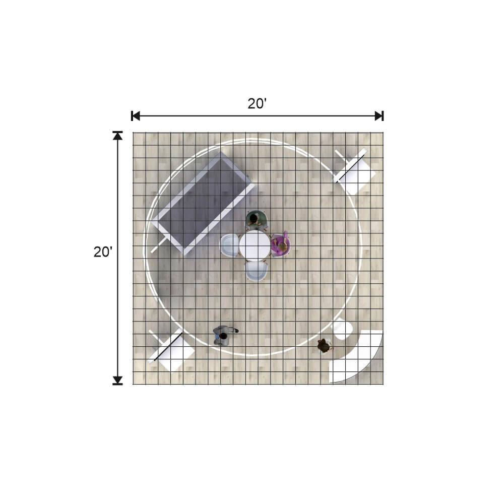 Scriptor 20x20 YRLU 2020 booth design TOP view