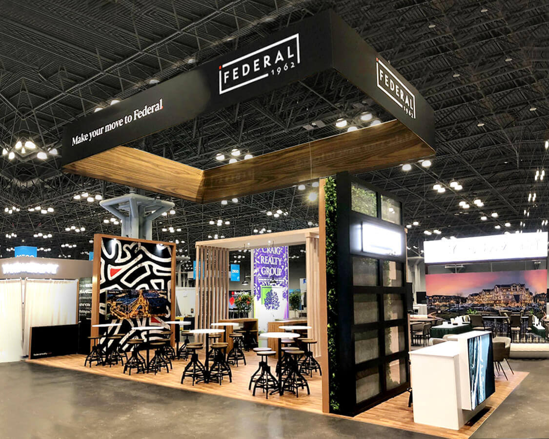20x40 Trade show Booth Rental for Federal At ICSC Show, Designed and Built By Exponents in New York