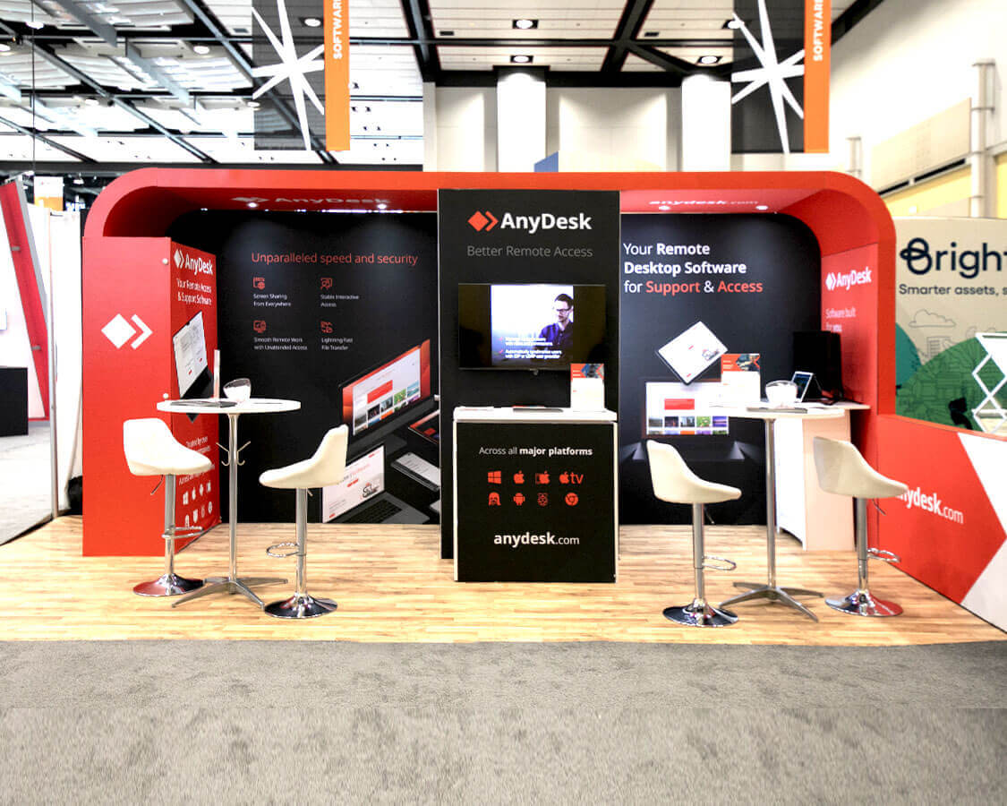 10×20 Trade Show Booth for AnyDesk at IMTS Show, Designed and Built By Exponents in Chicago