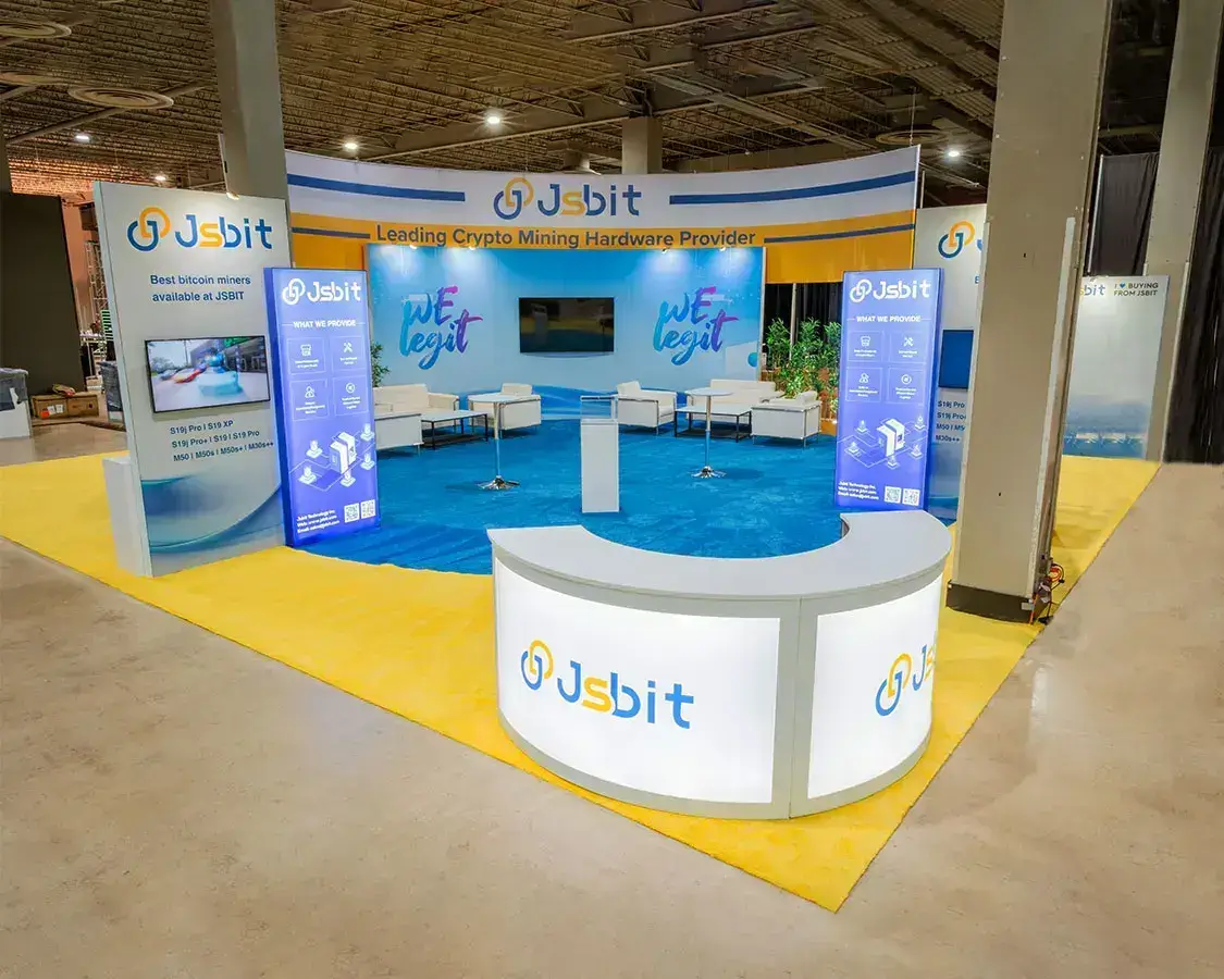 JSBIT 40×40 Trade Show Booth Rental AT Mining Disrupt 2023, Miami