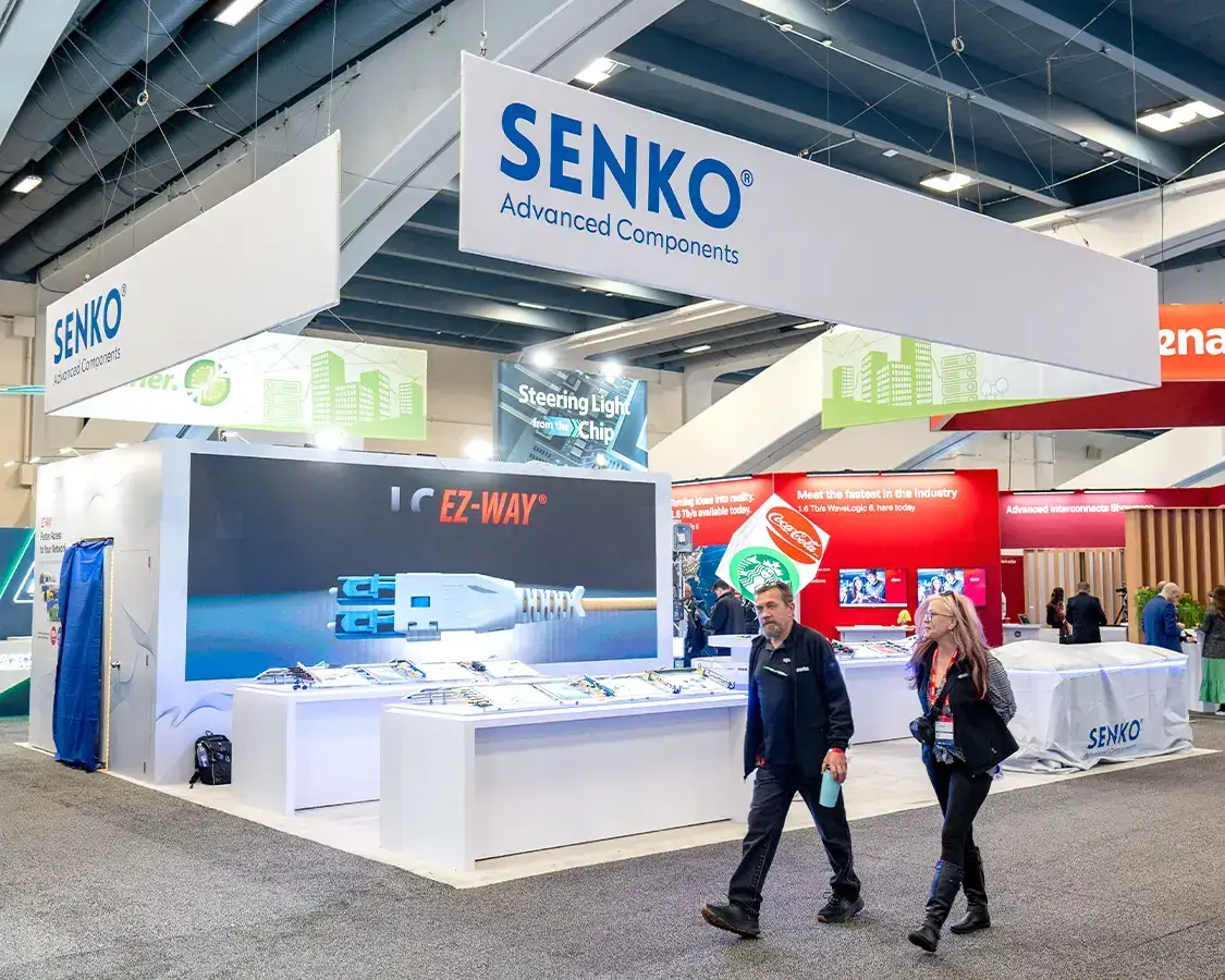30x30 Exhibition Stand Rentals for Senko at OFC, Designed and Built By Exponents in San Francisco