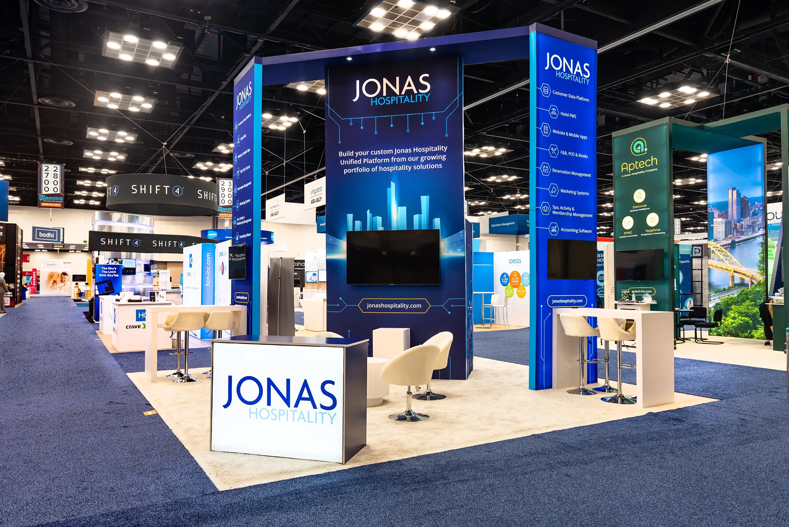 Jonas Hospitality 20x20 Trade Show Booth Rental at HITEC Indianapolis 2025, Indianapolis, IN