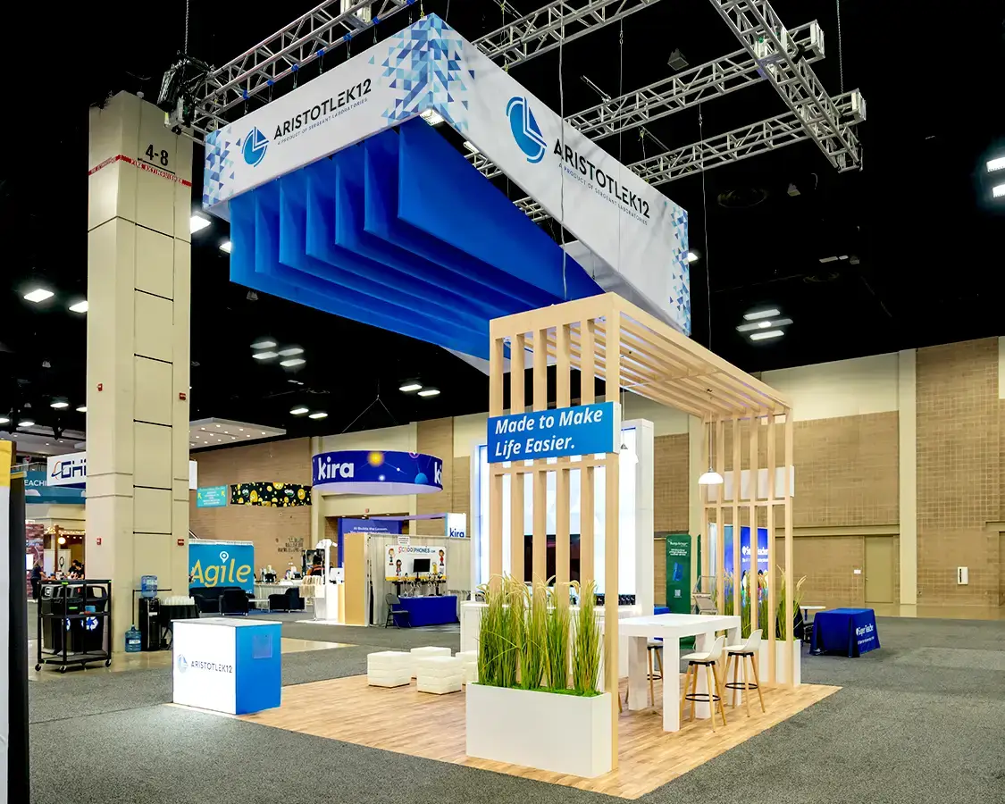 20×20 Trade Show Exhibit for Aristotlek12 At ISTE, Designed and Built By Exponents in San Antonio