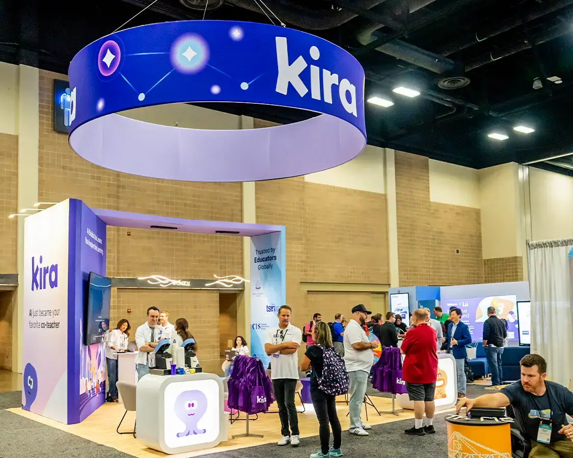 20×20 Trade Show Booth Rental for Kira at ISTE Show, Designed and Built by Exponents in San Antonio