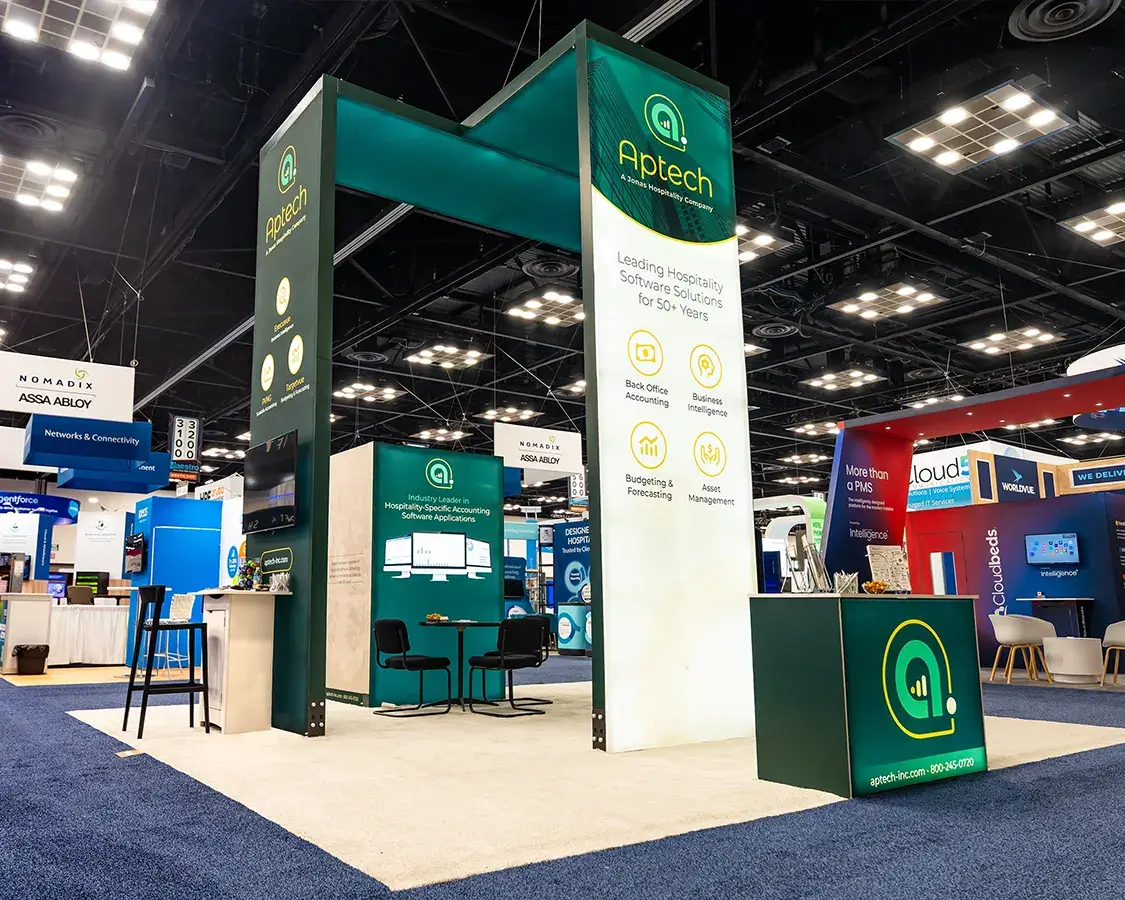 Avant-garde 20x20 trade show rental booth for hitec shows