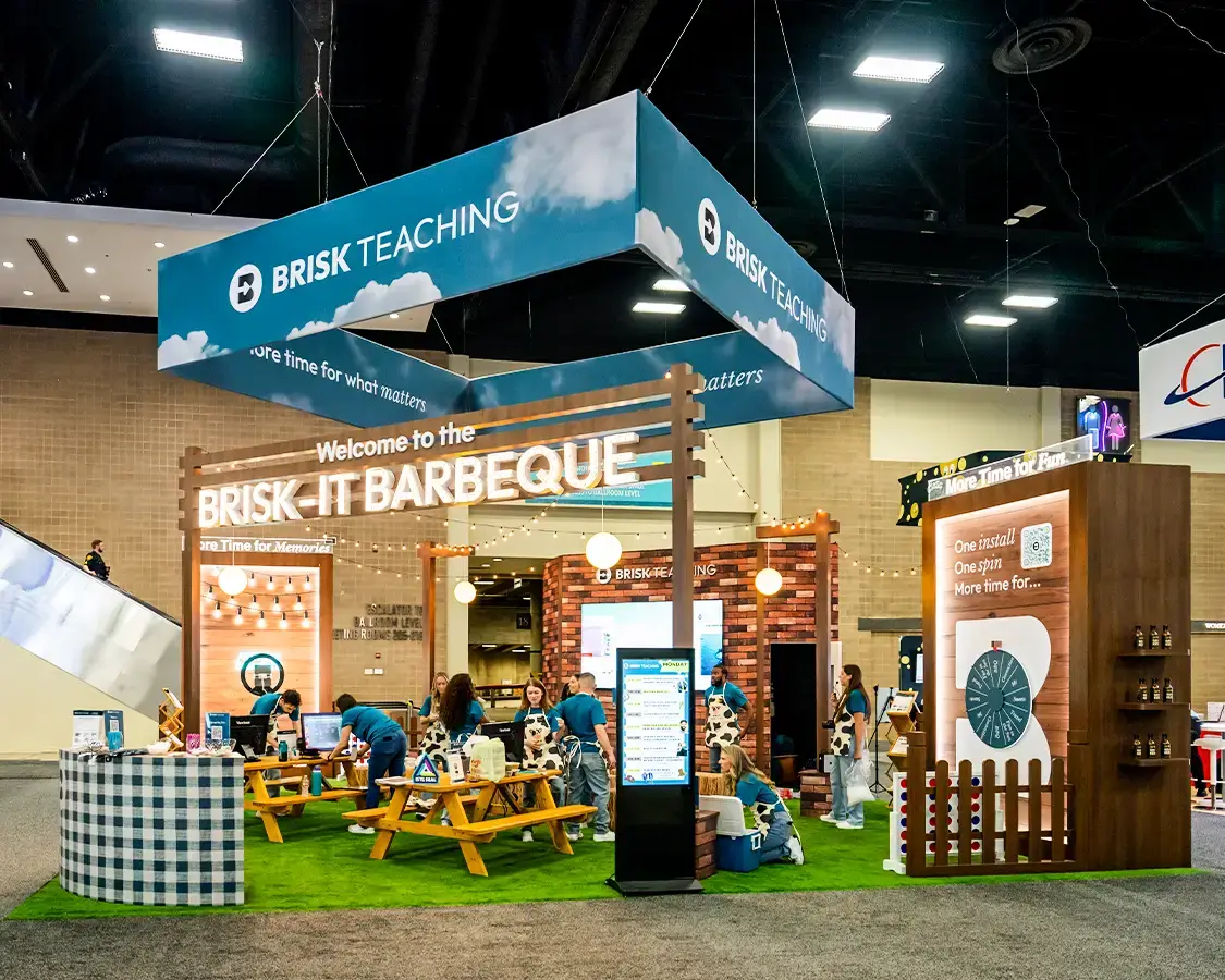30×30 Trade Show Booth for Brisk Teaching at ISTE, Designed and Built by Exponents in San Antonio