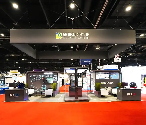 20x40 Trade Show Booth for Aesku Group at ADLM, Designed and Built by Exponents in Chicago