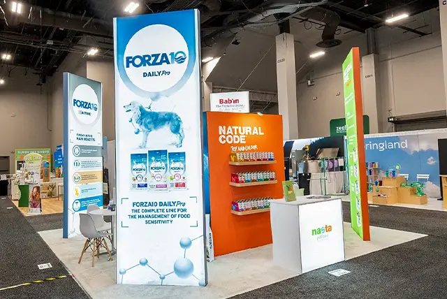 20×20 Trade show booth rental for Forza at SuperZoo 2025, Designed and Built By Exponents in Las Vegas