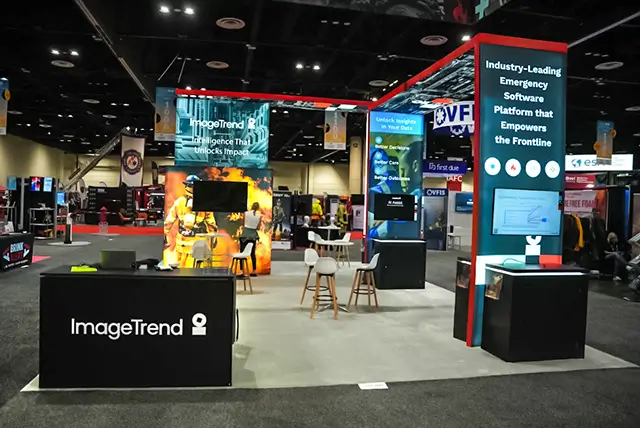 20×30 Trade Show Exhibit Booth for Imagetrend at IAFC Fire Rescue International, Designed and Built By Exponents in Orlando