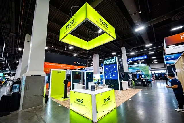 20×30 Trade Show Exhibit Booth for Reco AI at Black Hat 2025, Designed and Built By Exponents in Las Vegas, NV