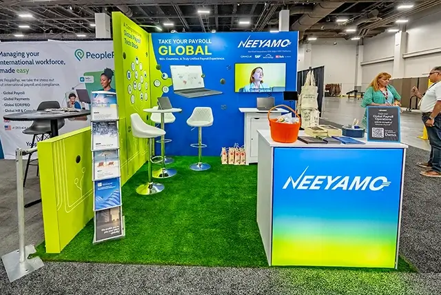 10x10 Trade Show Booth for Neeyamo at HR Tech, Designed and Built by Exponents in Las Vegas