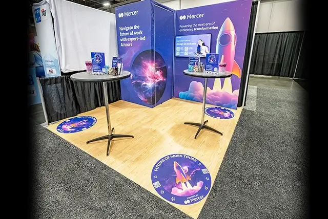 10x10 Trade Show Display for Mercer at HR Tech, Designed and Built by Exponents in Las Vegas