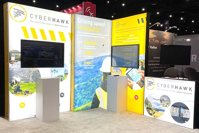 10x10 Booth Rentals for Cyberhawk at AUVSI Xponential 2024, Designed and Built By Exponents in San Diego,CA