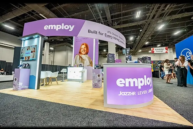 20x20 Trade Show Booth for Employ at HR Tech, Designed and Built by Exponents in Las Vegas, NV