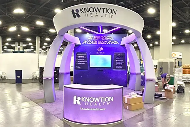 20x20 Trade Show Booth Rental for Knowtion Health at HFMA 2024, Designed and Built By Exponents in Las Vegas,NV