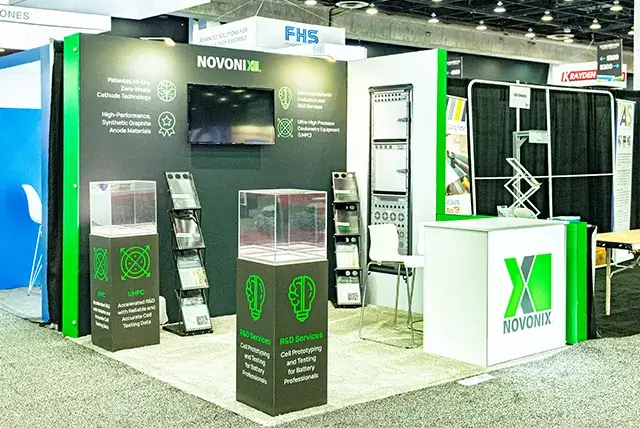 10x10 Trade Show Display for Novonix at Battery Show, Designed and Built by Exponents in Detroit