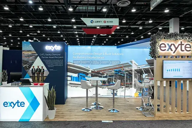 10x20 Custom Exhibit Rental for Exyte at Battery Show, Designed and Built by Exponents in Detroit