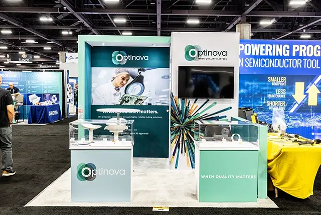 10×10 Trade Show Booth for Optinova at Semicon West, Designed and Built by Exponents in Phoenix