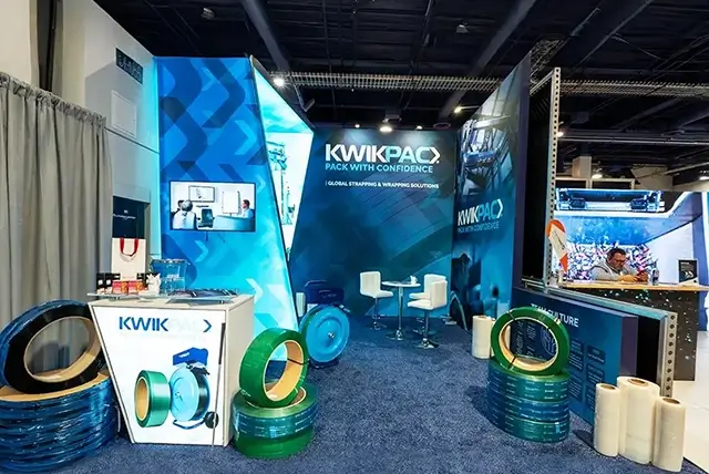 15x15 Trade Show Display Rental for Kwikpac at Pack Expo, Designed and Built by Exponents in Las Vegas, NV