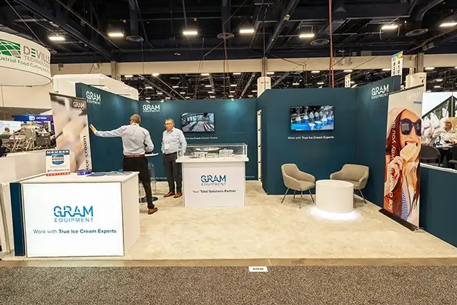 15x20 Trade Show Display for Gram Equipment at Pack Expo, Designed and Built by Exponents in Las Vegas, NV