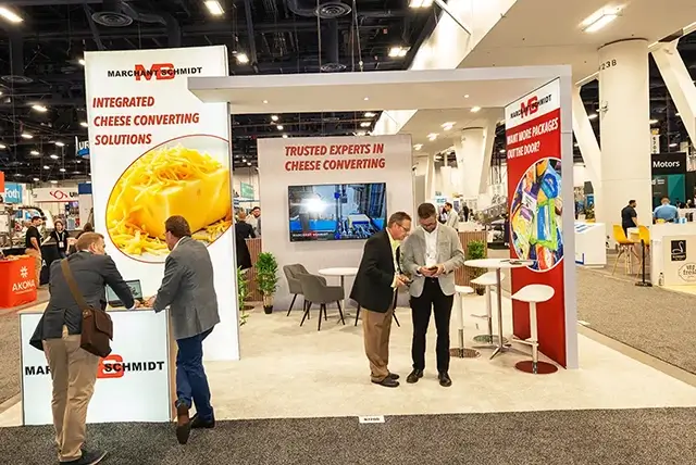 20x20 Custom Exhibit Rental for Marchant Schmidt at Pack Expo, Designed and Built by Exponents in Las Vegas, NV