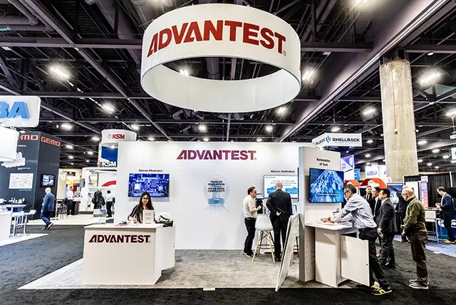 20x20 Trade Show Exhibit Rental for Advantest at SEMICON West, Designed and Built by Exponents in Phoenix 