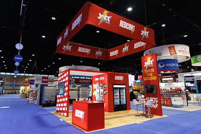 20x20 Trade Show Exhibit Rental for Redcon1 at NACS Show, Designed and Built by Exponents in Chicago,IL