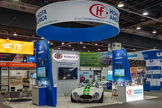 20x30 Booth Rental for Hongfa America at Battery Show, Designed and Built by Exponents in Detroit