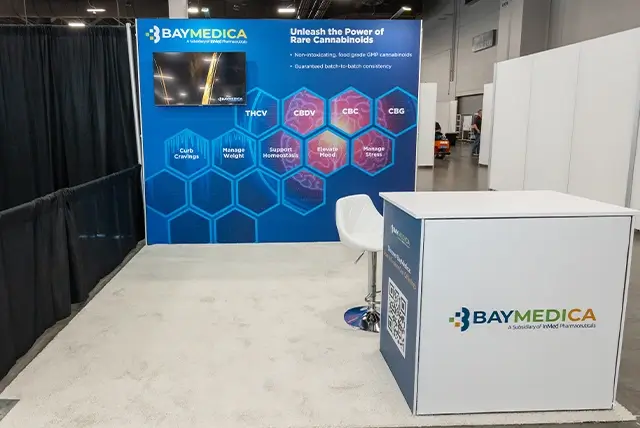 10x10 Trade Show Display Rental for Baymedica at SupplySide Global, Designed and Built by Exponents in Las Vegas, NV