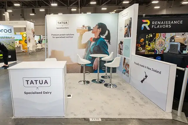 10x10 Trade Show Display for Tatua at SupplySide Global, Designed and Built by Exponents in Las Vegas, NV