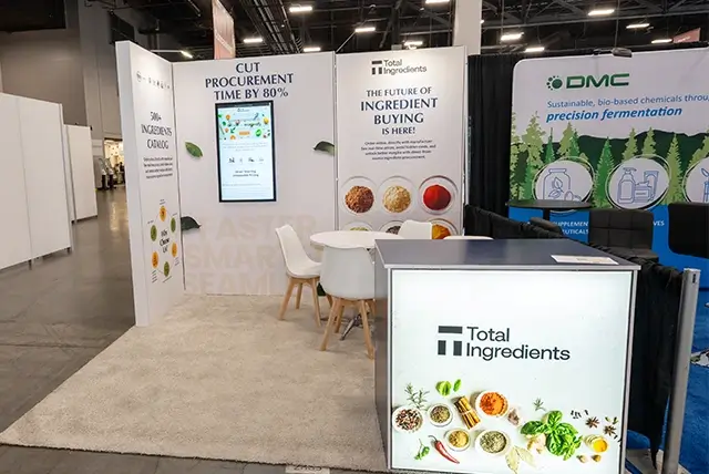 10x10 Trade Show Display for Total Ingredients at SupplySide Global, Designed and Built by Exponents in Las Vegas, NV
