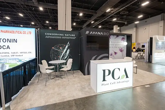 10x20 Trade Show Display for AyanaBio at SupplySide Global, Designed and Built by Exponents in Las Vegas, NV