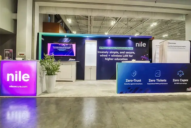 10x20 Trade Show Display for NileSecure at EDUCAUSE Annual Conference, Designed and Built by Exponents in Nashville, TN