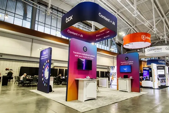 20x20 Trade Show Exhibit Rental for Box at EDUCAUSE Annual Conference, Designed and Built by Exponents in Nashville, TN