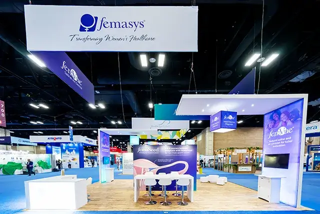 20x30 Custom Exhibit Rental for Femasys at ASRM, Designed and Built by Exponents in San Antonio, TX