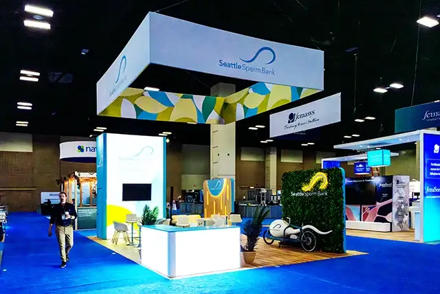 20x30 Exhibit Rental for Seattle Sperm Bank at ASRM, Designed and Built by Exponents in San Antonio, TX