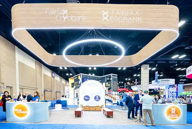 20x30 Trade Show Booth for Fairfax EggBank Inc at ASRM, Designed and Built by Exponents in San Antonio, TX