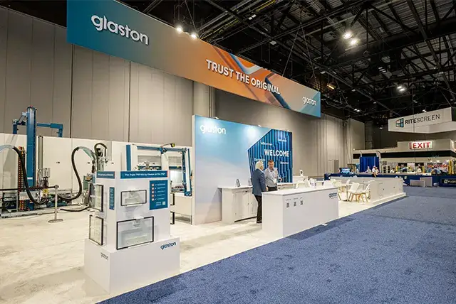 40x70 Custom Exhibit Rental for Glaston Corporation at Glass Build America, Designed and Built by Exponents in Orlando, FL