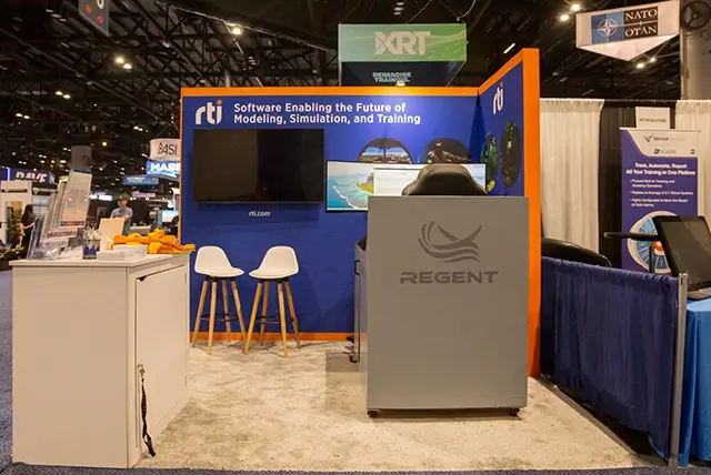 10x10 Trade Show Display for RTI at I/ITSEC, Designed and Built by Exponents in Orlando, FL