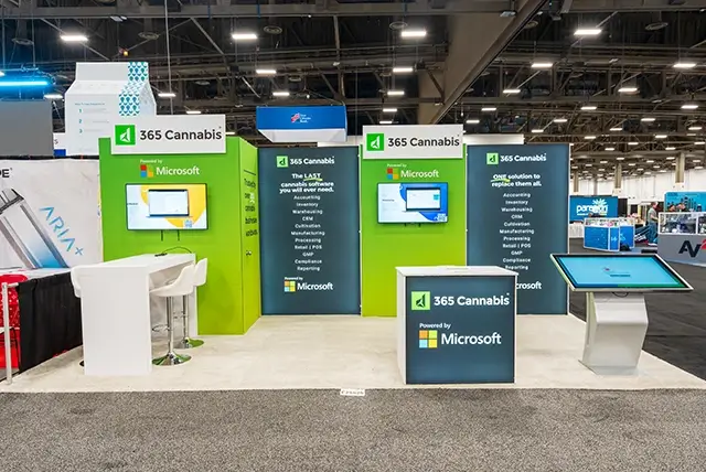 10x20 Trade Show Display for 365 Cannabis at MJBizCon, Designed and Built by Exponents in Las Vegas, NV